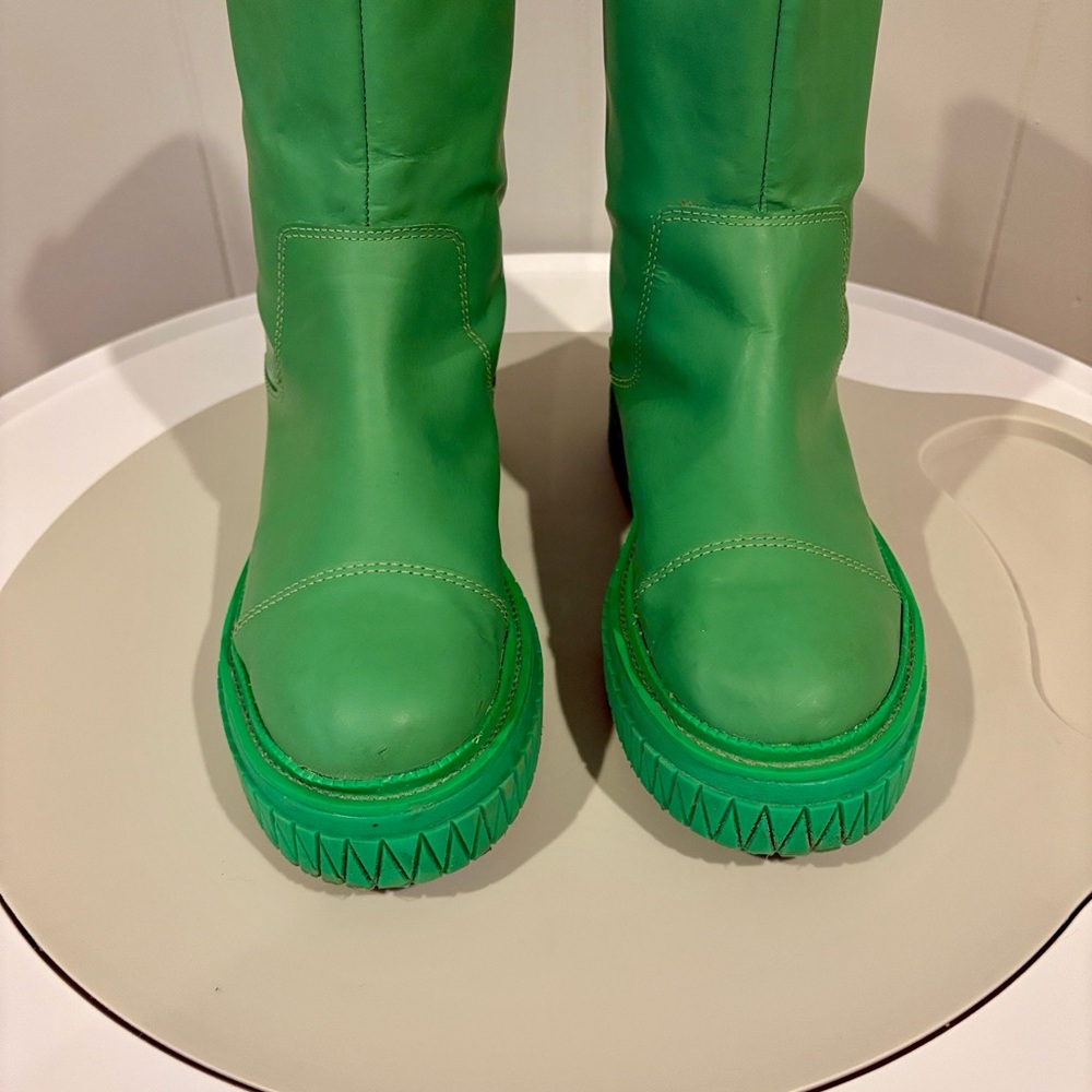 SCHUTZ Neon Green Chunky Platform Combat Boots - Picture 8 of 8